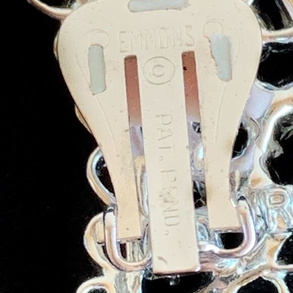 Emmons vintage ab rhinestone filagree leaf earrings and  matching pin set mint - Picture 14 of 16